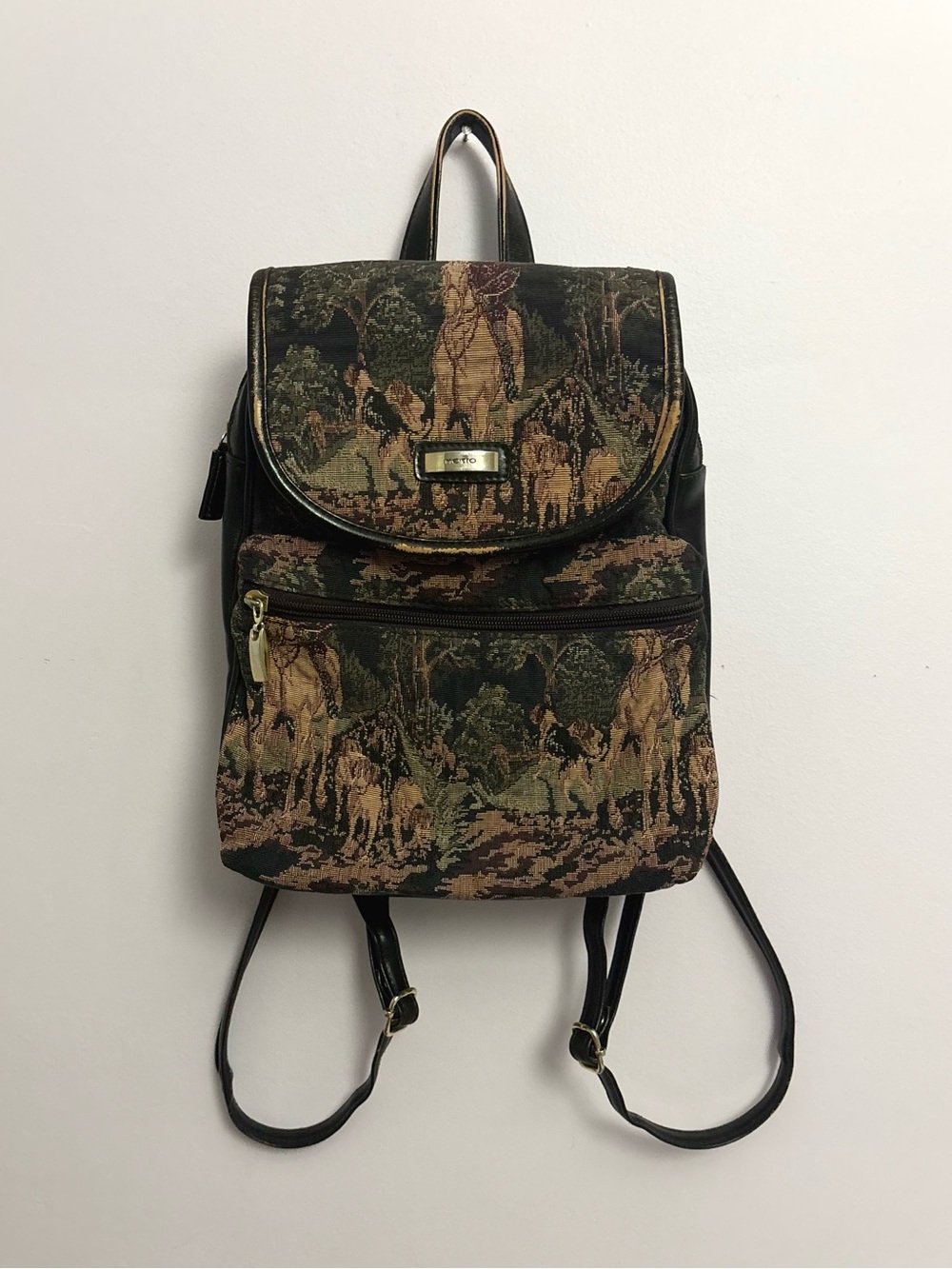 Vintage Tapestry Sling Bag / Backpack Horse Gobelin Style